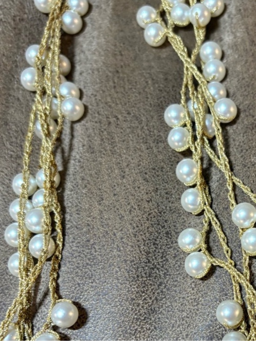 39” Gold Braided Versatile Pearl Necklace